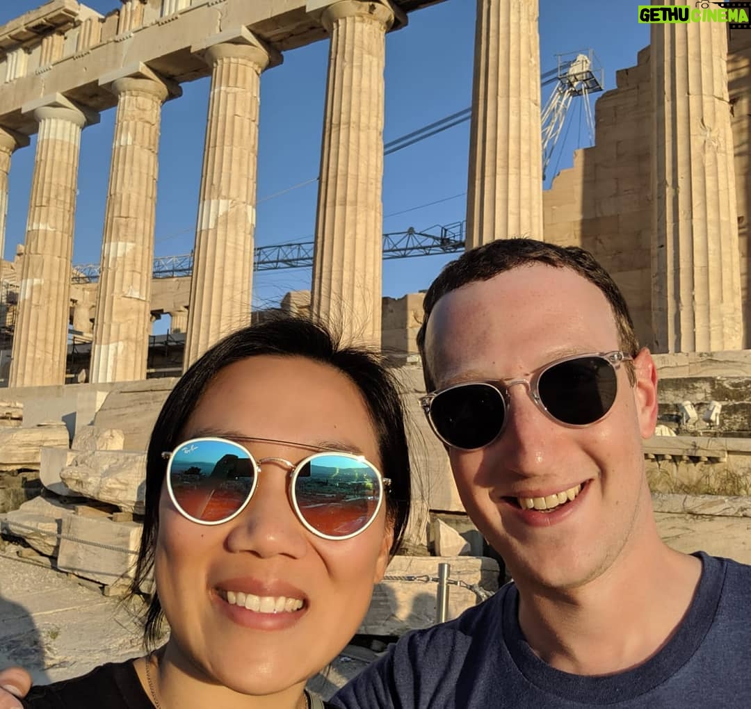 Mark Zuckerberg - 458K Likes - Celebrating 7 years of happy marriage at the temple for the goddess of wisdom.
