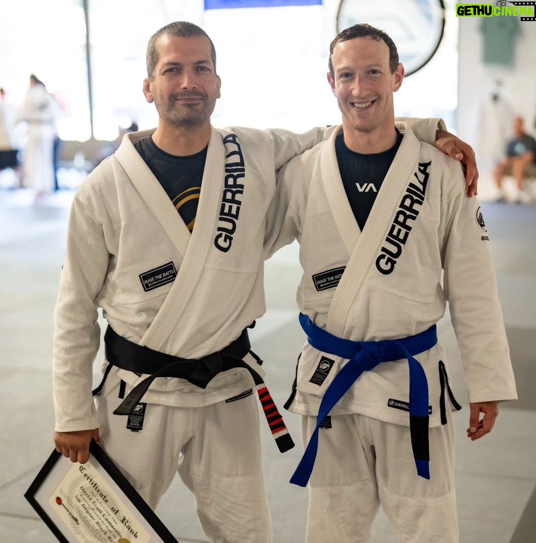 Mark Zuckerberg Instagram - Congrats @davecamarillo on your 5th degree black belt. You're a great coach and I've learned so much about fighting and life from training with you. Also honored to be promoted to compete at blue belt for @guerrillajjsanjose team.