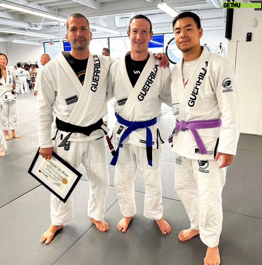 Mark Zuckerberg Instagram - Congrats @davecamarillo on your 5th degree black belt. You're a great coach and I've learned so much about fighting and life from training with you. Also honored to be promoted to compete at blue belt for @guerrillajjsanjose team.