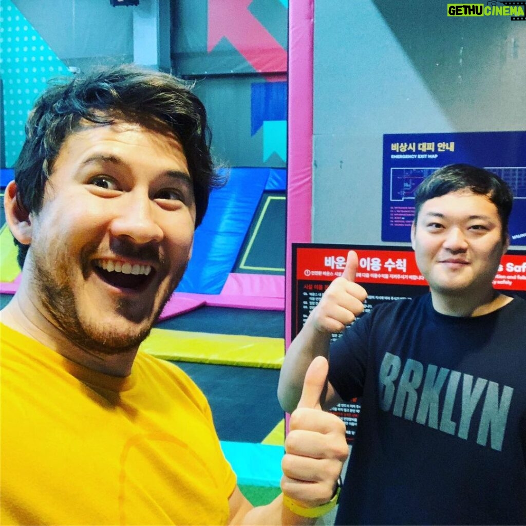 Markiplier Instagram - My cousin @nice______bae and I immediately before and after I took him trampolining for the first time. He loved it!
