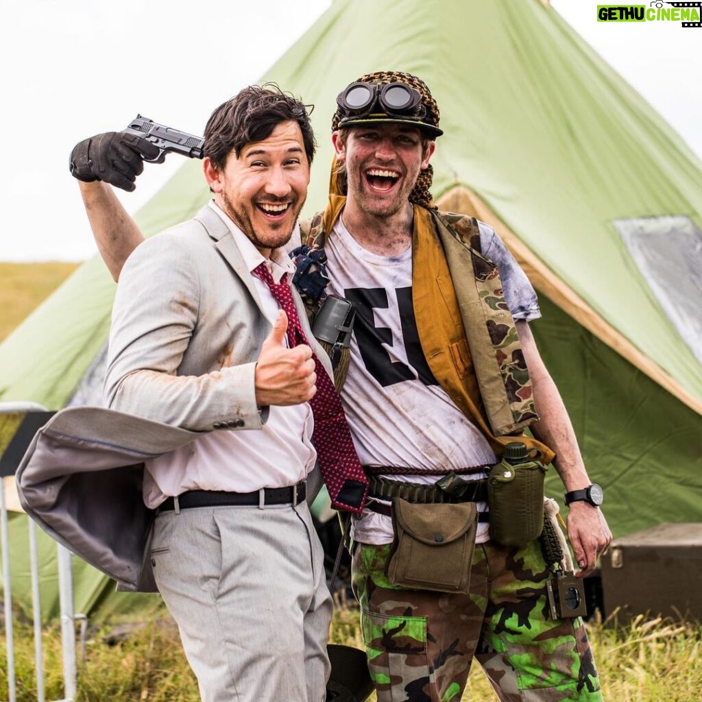 Markiplier Instagram - **SPOILERS AHEAD** I just wanted to give a HUGE shoutout to all the amazingly talented people who were a part of A Heist With Markiplier! First off the SlowMoGuys Gavin and Dan for sticking out the most brutal night shoot of our lives. MatPat for absolutely LIVING the role and being so supportive and sweet! Best actor on set that day, sorry me. RO for being the sweetest human being in existence while also scaring us half to death with your badassery and giant gun. The Gregory Brothers (pictured Michael and Andrew) for MAKING THE MUSICAL HOLY CRAP!! Love you guys so much! Chance (aka SodaPoppin) for taking a chance and absolutely owning the role of the Soldier! Thanks so much! Mick for being THE BEST. PERIOD. LOVE THAT MAN. Wade and Bob for supporting me from the very beginning. Would not be here without you two! Tyler and Ethan for being my zombie bros in life and unlife! Tyler, you can roll your eyes back down now... (he was committed to that zombie role!) And Robert Rexx for being an ABSOLUTELY LEGEND in every sense of the word. So glad you could join us on this project!