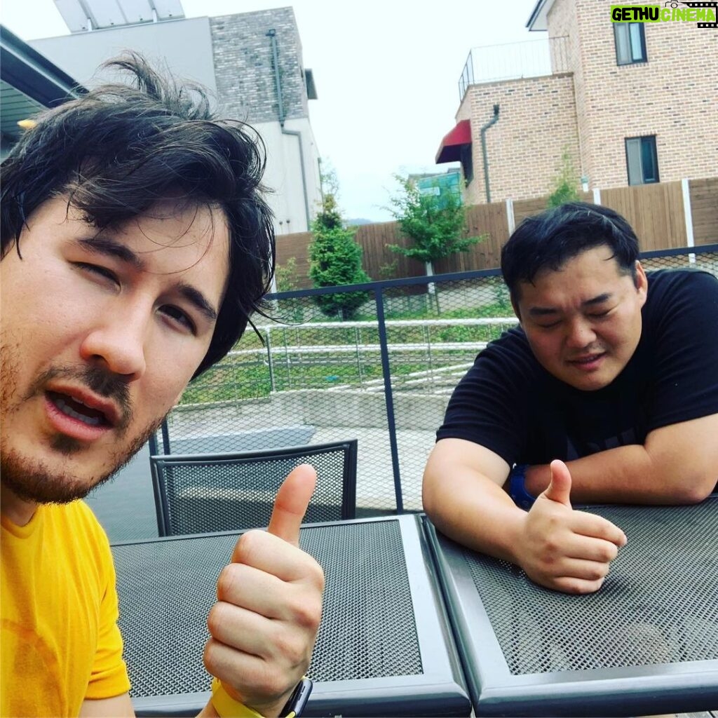 Markiplier Instagram - My cousin @nice______bae and I immediately before and after I took him trampolining for the first time. He loved it!