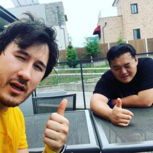 Markiplier Instagram - My cousin @nice______bae and I immediately before and after I took him trampolining for the first time. He loved it!