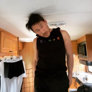 Markiplier Instagram - Absolutely CLOBBERED myself today while was trying to take a pic for @cloakbrand ‘s Full Color line (10% of proceeds to the Trevor Project). Hopefully my pain properly illustrates the line of clothing. Check out the collection at cloakbrand.com link also in bio maybe unless I forgot to put it there then just use google you heathens