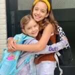 Marla Sokoloff Instagram - 1st & 4th, be still my heart! ❤️ Couldn’t deal with a sign this year because I’m a happily retired homeschool teacher. . . . #firstdayofschool #firstgrade #fourthgrade #sisters