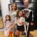 Marla Sokoloff Instagram - A nurse, a mummy, a skeleton, and a nine-year-old who changed her costume five minutes before we left so no clue what’s happening. 🤷🏻‍♀️👻💀🎃⚰️ Happy Halloween!! 📸: best neighbor @nataliemakenna