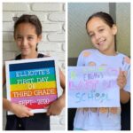 Marla Sokoloff Instagram - Sign of the times. 🌈 First day of school vs. last day of school. So proud of these two and their ability to be flexible and still shine; their willingness to go with the flow when the unknown was scary; and their uncanny skill of being able to laugh and have fun despite the craziness in their lives. Finally, I’m proud of myself for losing this rainbow letter board in nine short months! . . . #lastdayofschool #schoolsout #summertime #goodbyekindergarten #goodbyethirdgrade