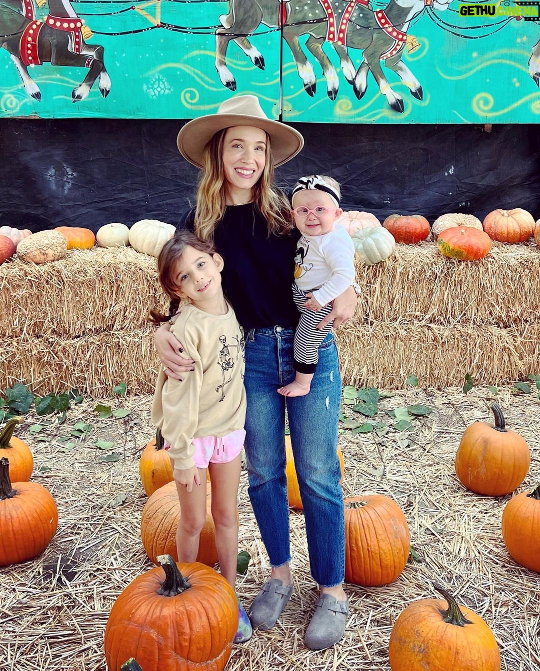 Marla Sokoloff Instagram - 🎃 First patch experience for my sweet baby pumpkin. OG pumpkins had fun too. 🎃 Toluca Lake Pumpkin Festival / Christmas Trees