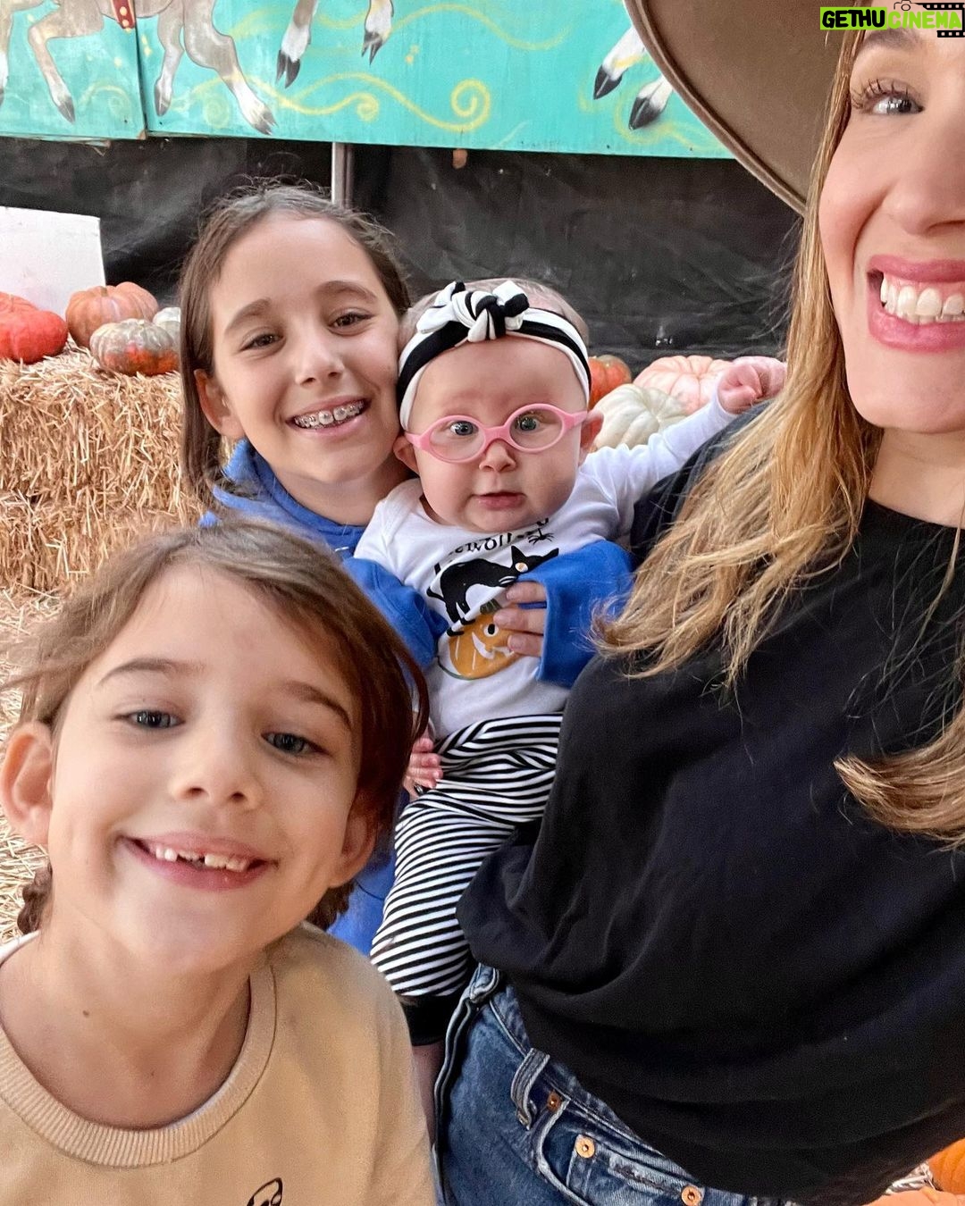 Marla Sokoloff Instagram - 🎃 First patch experience for my sweet baby pumpkin. OG pumpkins had fun too. 🎃 Toluca Lake Pumpkin Festival / Christmas Trees