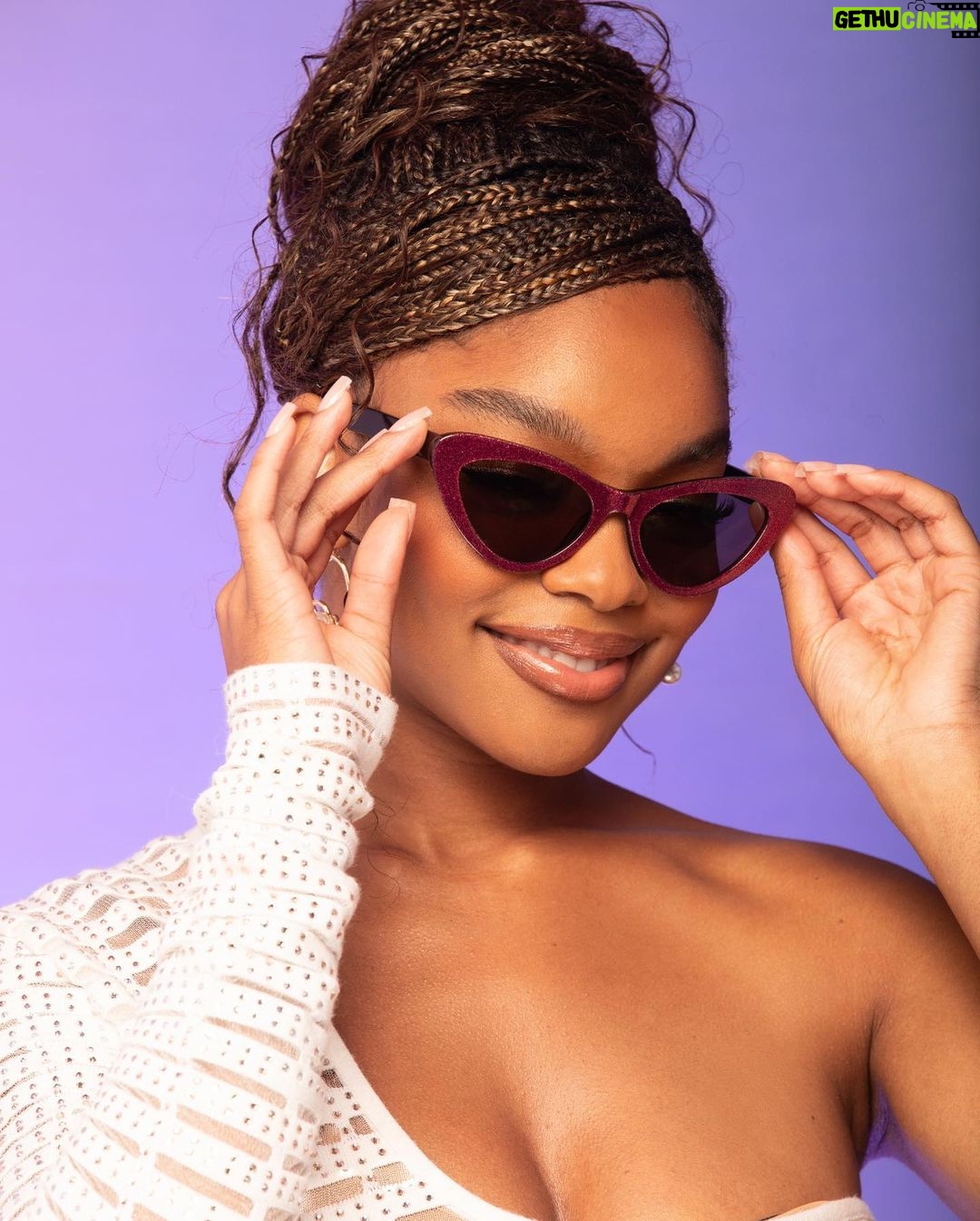 Marsai Martin Instagram - 🎁 HOLIDAY GIVEAWAY! 🎁 NEW DROP!! I curated some more really cute styles for this one, so I know everyone will find their perfect pair of eyeglasses, + sunglasses too! @glassesusa will be selecting FIVE winners, who will receive a FREE pair of glasses from my collection. #FourEyes are better than two. #GlassesUSA Here’s how to enter: 🤍 Like this post 🤍 Make sure you’re following me + @glassesusa 🤍Tag three of your friends in the comments Link in bio to shop the drop 😎 *No purchase necessary to enter or win the giveaway. Giveaway starts 11/01 at 12:00AM PST and ends 11/06 at 11:59PM PST. Entries must be received in that period of time in order to qualify. Giveaway is open to those who are 18+ years of age as of 11/06/2023. Winner will be announced via @glassesusa’s stories and will be sent a DM on 11/07/2023. Contest Terms and Conditions are online at https://www.glassesusa.com/contest-terms Please contact community@glassesusa.com with any questions on these terms and conditions.