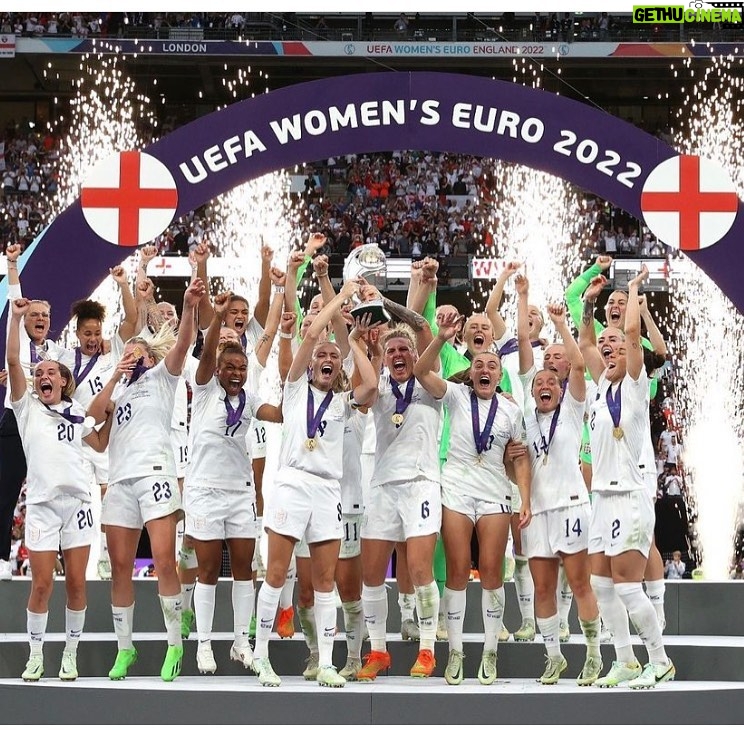 Marsha Thomason Instagram - European Champions!! So proud of the @lionesses!❤️🏴󠁧󠁢󠁥󠁮󠁧󠁿❤️