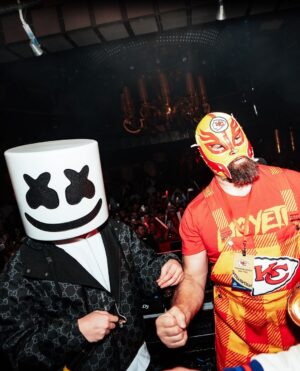 Marshmello Instagram - Congrats to the @chiefs on the back to back win and my brothers @patrickmahomes @killatrav @tommy_townsend , happy we were able to celebrate the dynasty properly at @xslasvegas last night!