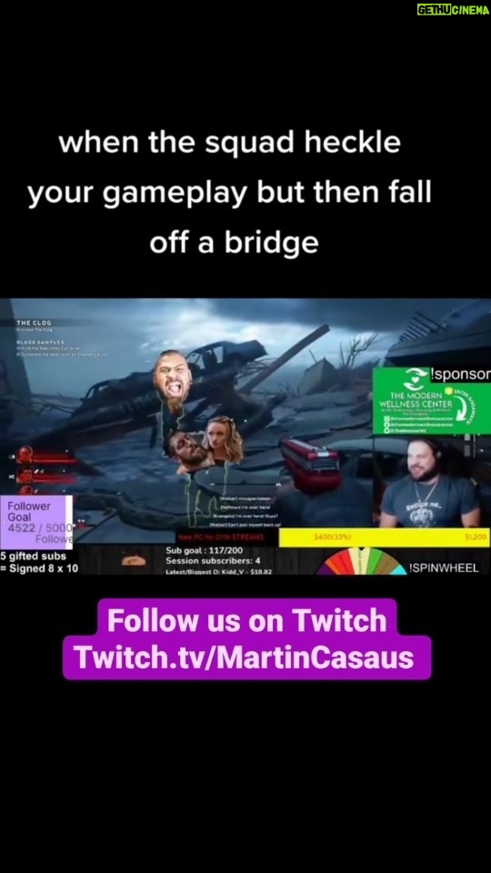 Martin Casaus Instagram - When @ms_laylee, @sledge805, and @theyounggun_ch all give you sh!t for your game play and then all fall off a bridge and ask for help Follow us on Twitch.tv/MartinCasaus Spooky season is coming! What games are you playing for it? Who streams them? #MartinCasaus #HouseofCasaus #MartytheMoth #MartyParty #Streaming #twitchstreamer #streamer #streamingcommunity #videogames #livestreaming #twitchstreams #utahcontentcreator Salt Lake City, Utah