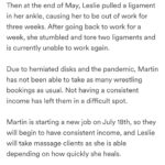 Martin Casaus Instagram - It's definitely hard for me to ask for any type of help. Especially when I try to be the rock for others. But our good friend @carli_harper3 recognized the struggle we've been having and wanted to create this gofundme for us. We appreciate all the love we have already gotten from people and the help. I know we will bounce back but this set back has definitely messed with my head a bit. But I got a job that I start Monday to help dig us out of this hole, but any help is appreciated and, when we can, we will be giving back as soon as we are able. Thank you all who have been there for us and who continually support us. I have the best community and truly appreciate you all. ❤️ Link in bio for the gofundme: https://gofund.me/2cb66373 Or you can donate on venmo as well at Leslie-Dean-1