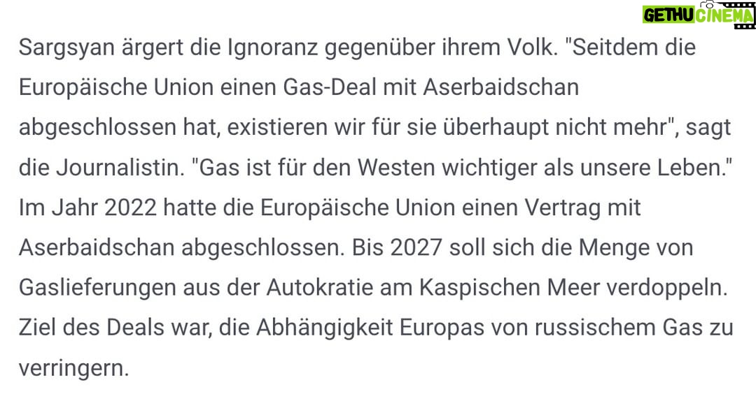 Martin Sonneborn Instagram - Seitdem Europa (russisches) Gas aus Aserbaidschan bezieht, verdient sich die EU den Preis für selektiven Humanismus & ethische Prinzipienlosigkeit: Schon 7 Monate blockiert Aserbaidschan die einzige Lebensader der armenischen Bevölkerung Bergkarabachs.