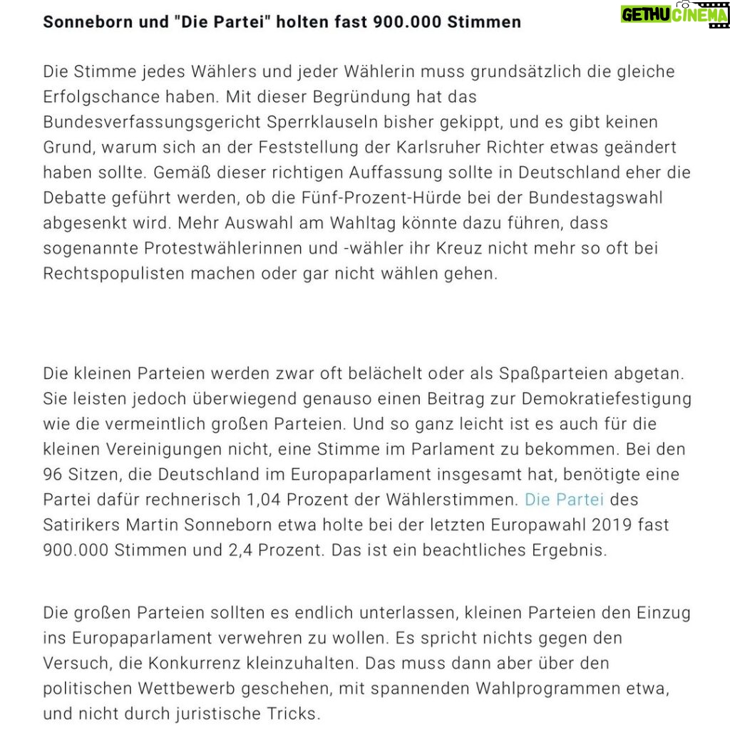 Martin Sonneborn Instagram - Guter Kommentar der Augsburger Allgemeinen... https://www.augsburger-allgemeine.de/politik/kommentar-das-europaparlament-ist-nicht-nur-fuer-die-grossen-id67277541.html?wt_mc=redaktion.escenic-reco.article.desktop.
