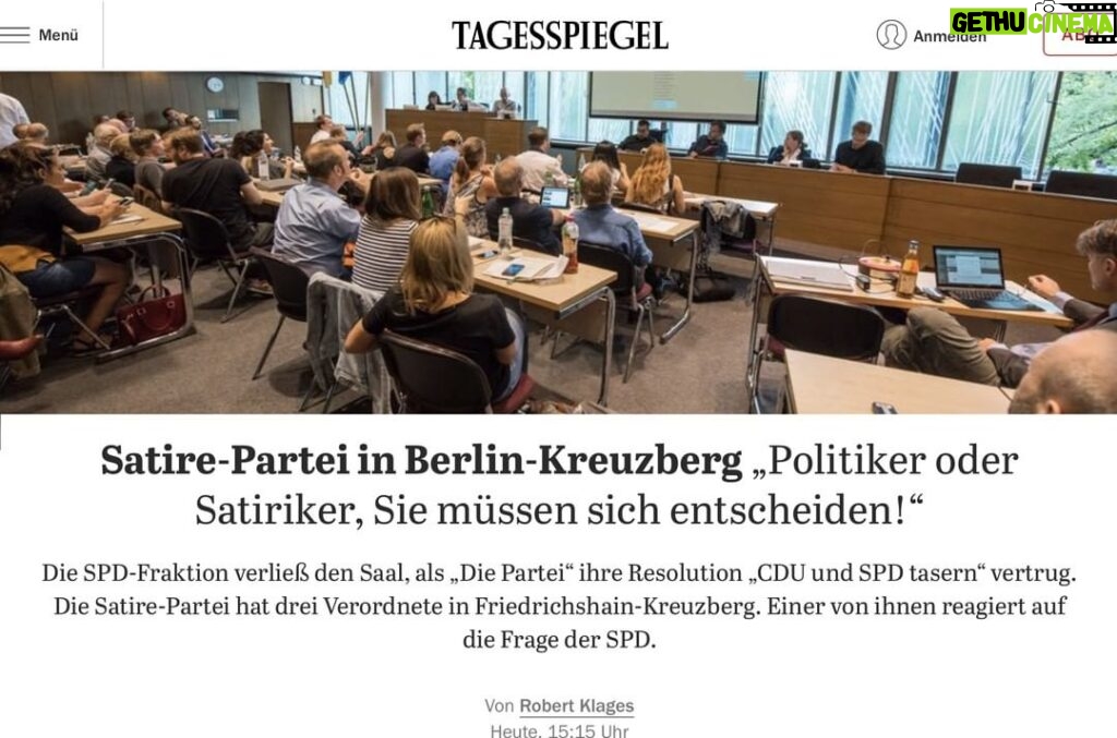 Martin Sonneborn Instagram - "Politiker oder Satiriker"? Das sollte die SPD erstmal für die eigene Führung klären... Smiley! PS: Ich hätte für den Antrag gestimmt, "CDU und SPD zu tasern"... https://www.tagesspiegel.de/berlin/bezirke/satire-partei-in-berlin-kreuzberg-politiker-oder-satiriker-die-mussen-sich-entscheiden-11152960.html