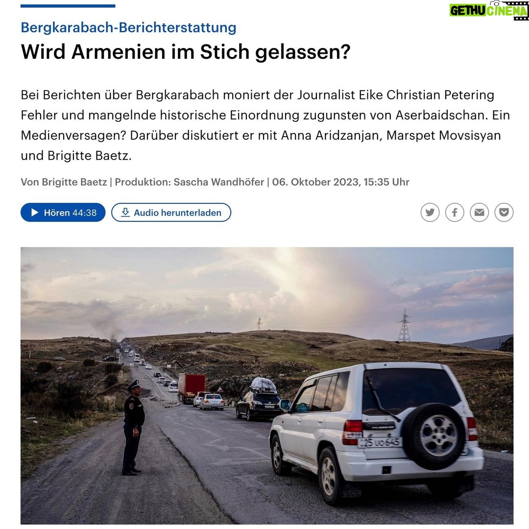 Martin Sonneborn Instagram - Im DLF läuft ein - zur Abwechslung - kenntnisreicher Bericht über Bergkarabach - und die Rolle der Medien: https://www.deutschlandfunk.de/bergkarabach-berichterstattung-wird-armenien-im-stich-gelassen-dlf-c5a5e3e8-100.html