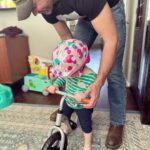 Mary Katharine Ham Instagram - She was already trying to climb on her big sisters’ bikes, so a balance bike it is for the toddler! 🚲👧🏼💜