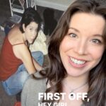 Mary Katharine Ham Instagram - We are doing Y2K Bingo with this picture I found of myself in the Year of our Lord, 2000! There are so many treasures here! Behold: MK gettin’ ready to go out in her messy college-era room, furnished with my childhood furniture because I had no money to buy anything else. It occurs to me that we curate photographs so much now, and cropping and ‘shopping are so easy, we will lose a lot of these kind of treasures from our pics in this decade. A photo of me in 2000 is fine, but the background is really the good stuff. A time capsule! You may notice, among all the silliness, that there is also a copy of Strunk & White on my nightstand because it is timeless and on brand. The full list: 1. Short hairstyle ala Kelly Taylor late 90210 era 2. Dep for spiking said hairstyle when in butterfly clips 3. Foundation too light for my skin 4. Spaghetti straps 5. Flare jeans, probably low-rise Mudds 6. Platform sandals for goin’ out 7. Adidas shell toes 8. Chunky boots I saved up to buy from Delia’s 9. My crappy foundation 10. Burnt CDs next to my… 11. Boom box 12. Clinique sampler bag 13. Stripey socks 14. Teen Study Bible with neon art 15. Copy of Cosmo (Not in version of pic that fit on Insta)