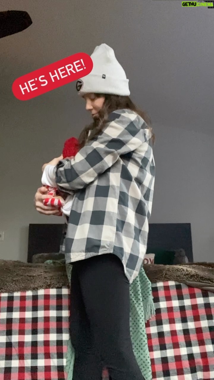 Mary Katharine Ham Instagram - “Uhh, sorry I missed Christmas, guys. But I’m here for the big game!” Do not let this video fool you. It is actually a trick of the camera and birthing him required quite a bit more work than this. This is smoke and mirrors, entertainment! Welcome, Baby Cal! Born 1/6/23 five days past his due date and 11 days past any other kid I’ve had, (and posterior, no thank you!) throwing curves from Day One! He’s 8lb 5oz and a tall 22.5 in of mellow kiddo so far. His formal name is Caladin Jon. We both liked Cal but couldn’t land on a traditional formal version, so we borrowed this one from the hero one of my husband’s favorite novels, “The Way of Kings,” which also happens to be the audiobook our 1-yr-old uses as her white noise, so it gets a lot of rotation and has a lot of meaning in this family. Jon is my dad and brother’s name! Both names are unconventional and/or with unconventional spellings, sorry kid, but we think Cal will save him from a lifetime of spelling corrections. 😂 If not, builds character! Whole family is doing well, husband was an indispensable coach again this time for a tougher, longer birth, and the big sisters are adjusting to this strange creature called a brother. More pics to come!