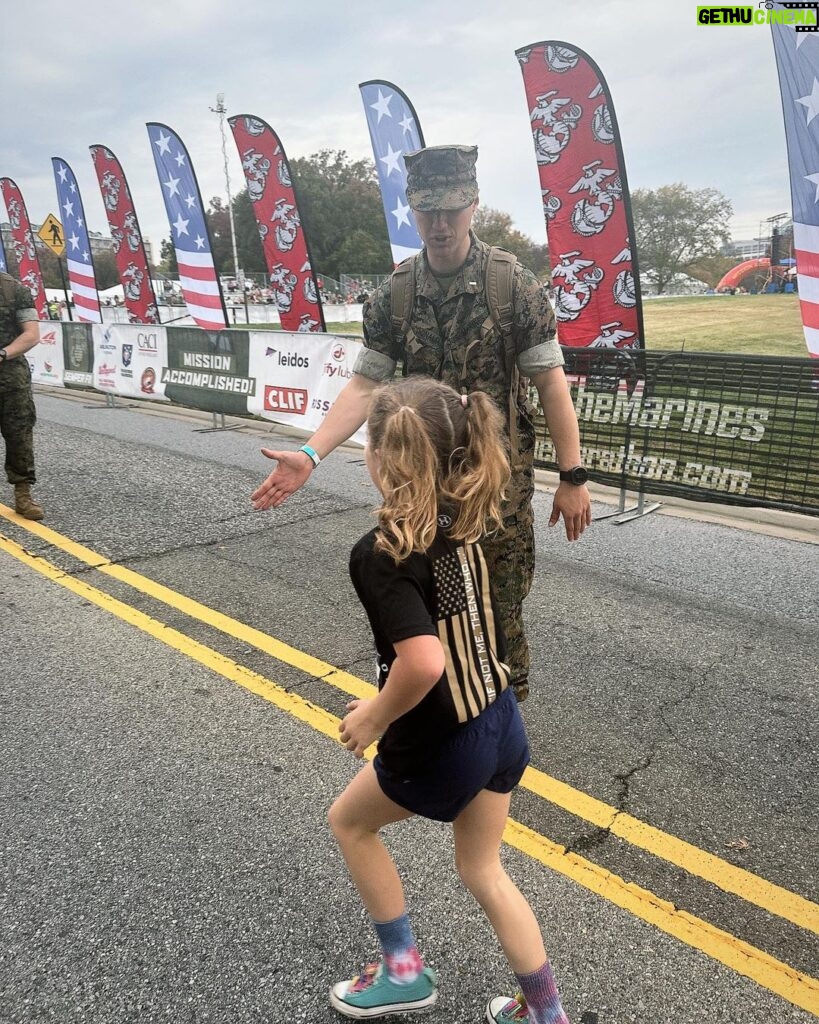 Mary Katharine Ham Instagram - I was pregnant with this little lady the last time I did the @marinecorpsmarathon 10K in 2015. Yesterday, we ran together for the @travismanionfoundation! It’s been a heck of an almost-8 years. She’s as cool and tough and determined as this accomplishment suggests. It was her idea and as soon as she finished, she was super-excited about her medal, declared she’s doing it next year, which means I guess I am, too. 🏃🏻‍♀️🏃🏻‍♀️💪🏼 Big thanks to @jenreeves77 and her son for being our running partners and inspo! We were proud of our kiddos! #ifnotmethenwho #runwiththemarines Pepe's Pizza