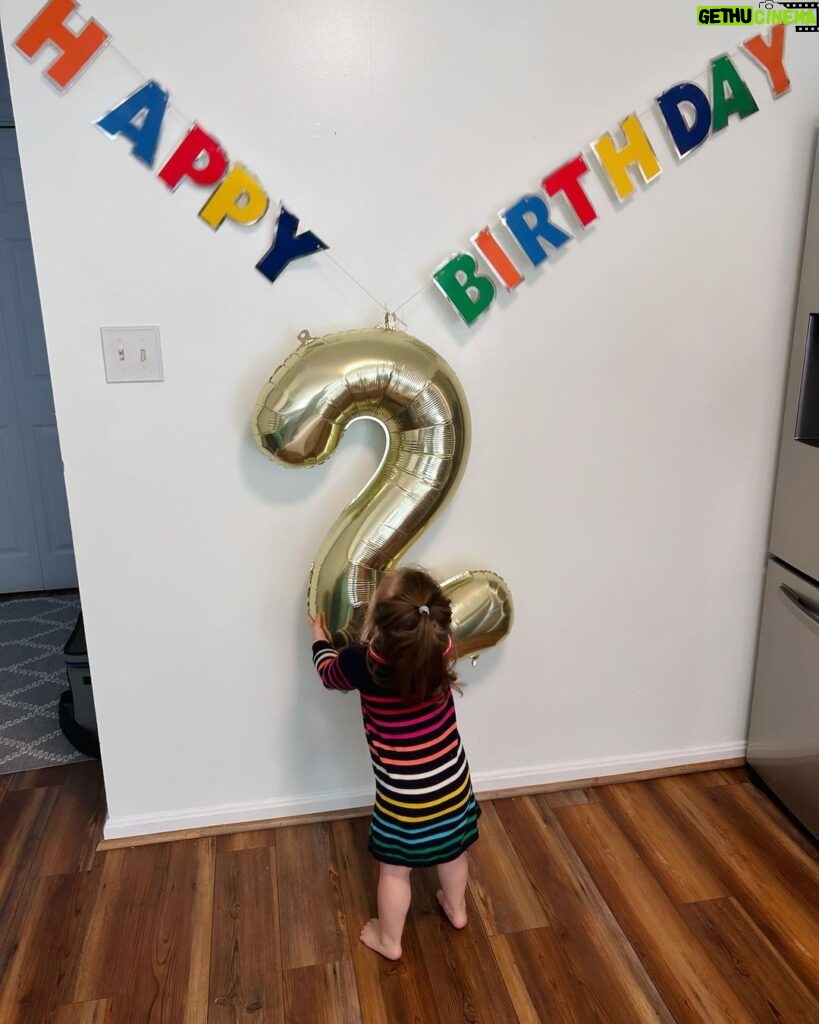 Mary Katharine Ham Instagram - This gal turned two! For those keeping count, that means we had two under two… for 9.5 months. And we’re still standing! A lot of the credit for that goes to Holly, who much like her father, has a GIANT personality and also loves a schedule. That means she sleeps. Hallelujah, can that girl sleep, from 6pm-7am, in the same room as her brother. When we say “bedtime for baby?” after two episodes of “Bluey,” our girl marches herself up the stairs to get her zzzzs. “Bye, guys! Bye, guys! Bye, Guggy!” (this is either doggie or Garnet, we’re not sure which) She is a woman of few words. She says “Dad” constantly, “wow” and “Scout” and “stop” and “don’t,” usually to her bro. She has a long-running joke where I ask her to say “Mama,” and she mouths it without actually saying anything and then laughs because, let’s face it, that’s funny. But she resorts to “Mama” when she’s very sad, which isn’t often. She is good-natured and very physical. The other day, I told her to say “please,” and I would lift her over the couch, and she was stubborn about “please” and simply hoisted herself over the couch with a ridiculous display of brute upper body strength. She is newly into books, but her brute strength makes her the first kid I’ve ever had capable of destroying board books. She might be the most problem-solving kid I’ve had. She untied, collapsed and removed the tent pole from her little play tent in the living room while I wasn’t looking the other day, then uncollapsed it to hold up in front of me. (Meanwhile, her brother is already saying “bottle” in an effort to defend himself against her when she steals his bottle, which is often). Watching her play is a bit like watching the velociraptors test the fences. “Clever girl.” She loves to clean (also gets that from Dad), brings her own diapers for diaper changes and throws the dirty ones away. She’s just started doing “big hugs” and will hug you and sigh and pat you on the back. Sings along with “Daniel Tiger” and loves cheese, ham, and anything I’m eating. She has made a lot of our lives possible the last 9 months by just being her and, boy, do we love her! Can’t wait to see her grow!