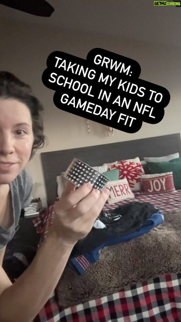 Mary Katharine Ham Instagram - Thank you to Stefon Diggs for the inspiration! My normal school drop-off look is much more Jason Kelce. Commentary from the girls: “YOU LOOK LIKE A MANIAC!” So much for their high-fashion instincts. I think they might have rather had either of those guys take them to school. Who next? #nfl #gameday #gamedayfit #gamedayfashion #closetcosplay #grwm #nflplayoffs #buffalobills