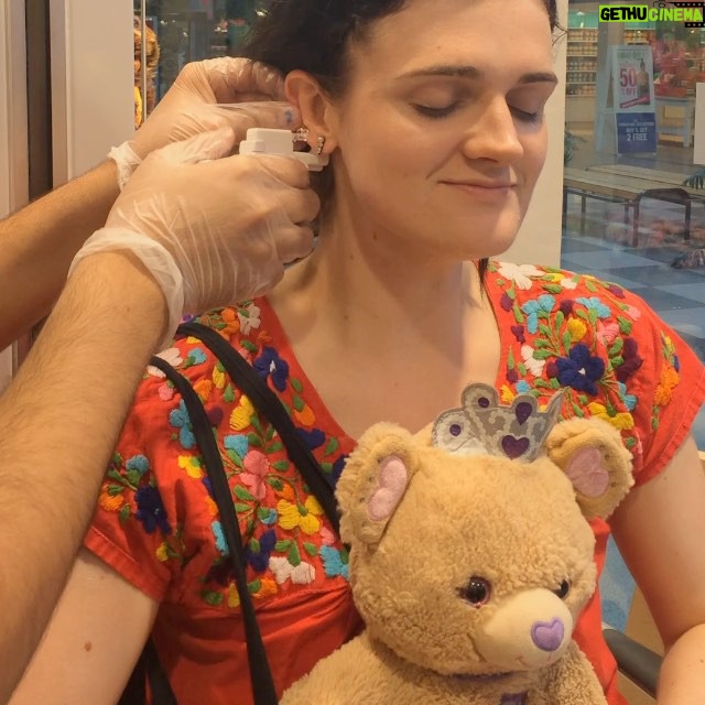 Mary Wiseman Instagram - Our little Gayle is all grown up and getting her fifth piercing @aaroncino @gaylerankin6 Claire's Berkshire Mall