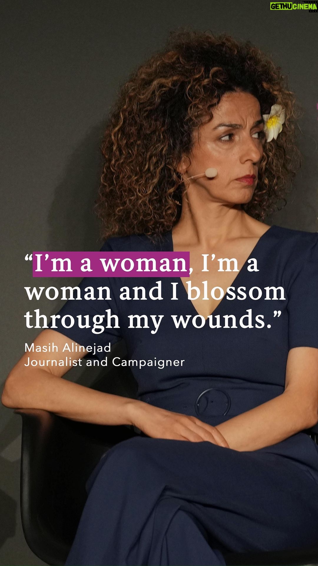 Masih Alinejad Instagram - “I am a woman, I am a woman, and I blossom through my wounds.” In Iran singing solo can get you jailed. At the inaugural #SirHarrySummit journalist and activist @masih.alinejad sang for the women of Iran and Afghanistan in protest against the gender apartheid they live under. #masihalinejad #genderapartheid #truthtellers London, United Kingdom