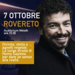 Massimo Polidoro Instagram - Finalmente torniamo a incontrarci! Iniziamo sabato 7 ottobre, alle 17.00: sarò all'Auditorium Melotti di Rovereto (TN) per presentare la mia conferenza: "Divinità, stelle e... agnelli vegetali. La lunga strada di Homo Sapiens per dare un senso alla realtà", ospite del @dipsco_unitrento Dipartimento di Psicologia e scienze cognitive dell'Università di Trento che festeggia i suoi primi 20 anni di attività: https://bit.ly/48ztsUX