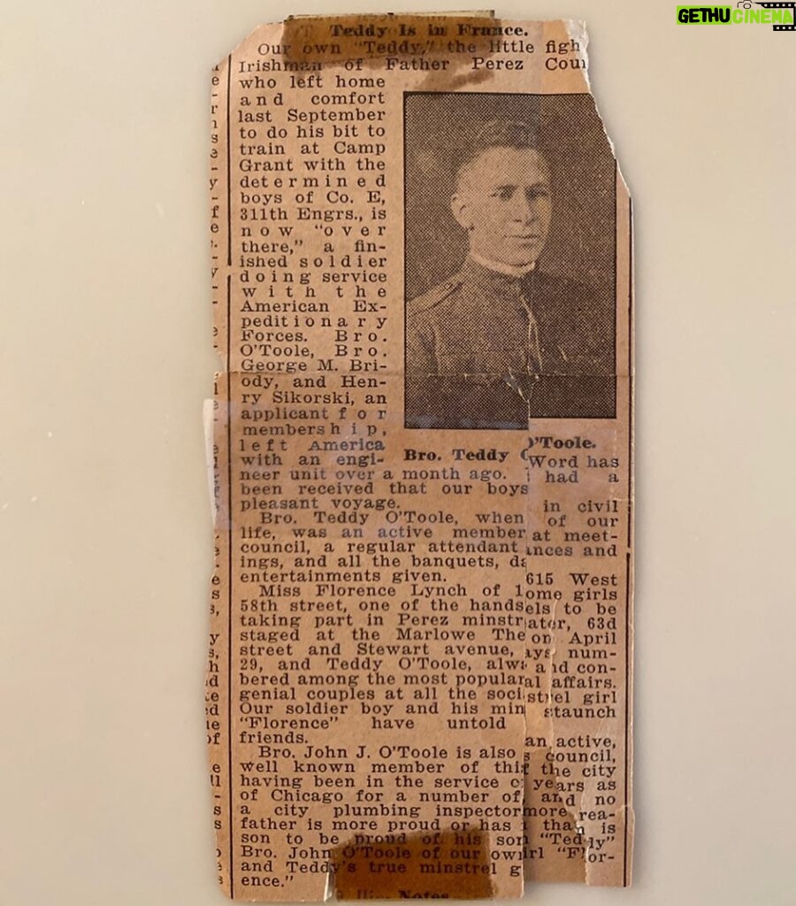 Matty Ryan Instagram - Little blurb about my great grandpa O’Toole aka the little fighting Irishman, after shipping off for WWI as a doughboy in 1917. No idea who this “handsome girl” Florence was, but it was def not my great grandma lolol. Happy Veteran’s Day to all who’ve served.