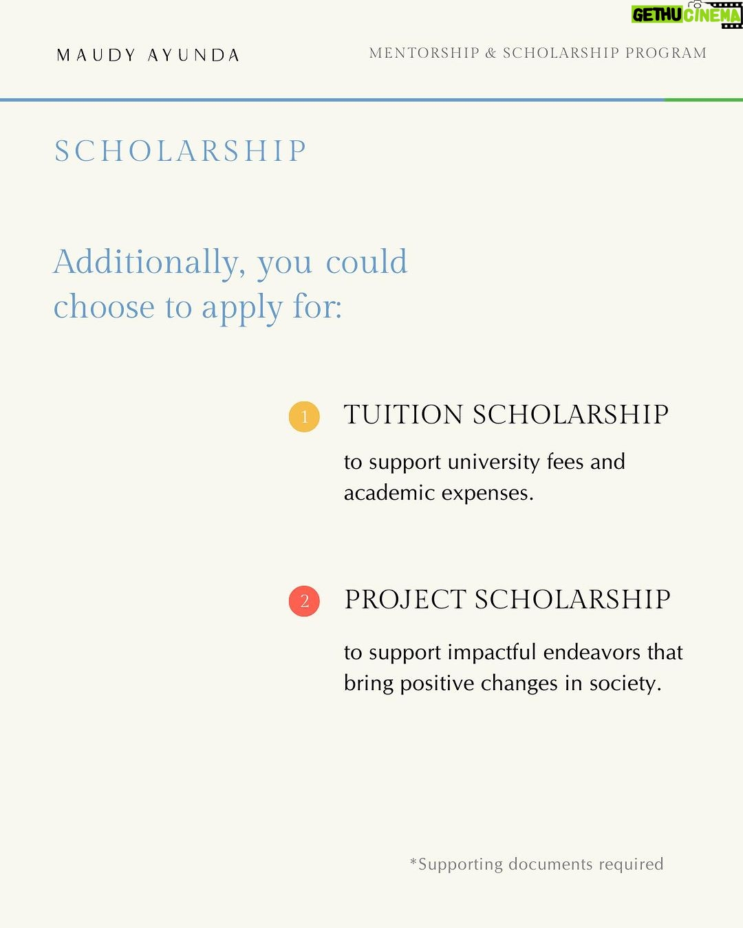 Maudy Ayunda Instagram - Super excited to make a BIG announcement: my mentorship and scholarship program is back!!! I first started the program some years ago as part of my foundation. I thought it was my way of giving back, but I ended up gaining much more from my mentees. The conversations we had - both online and offline - really energized and inspired me. Now we bring it back in full force, with even better clarity and structure :) Through this program, my mission is to create a community of passionate change-makers that can create impactful ripples for Indonesia. ❤️ Apply now! Link in bio.