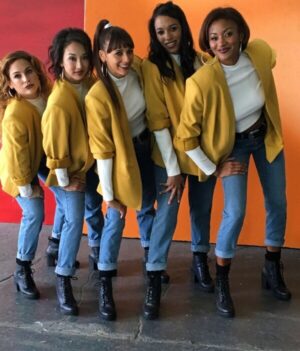 Maurissa Tancharoen Instagram - We will rock mustard and shoulder pads for you any day @rashidajones. Happy birthday to my homie for life. So much gratitude and love for you. ❤️