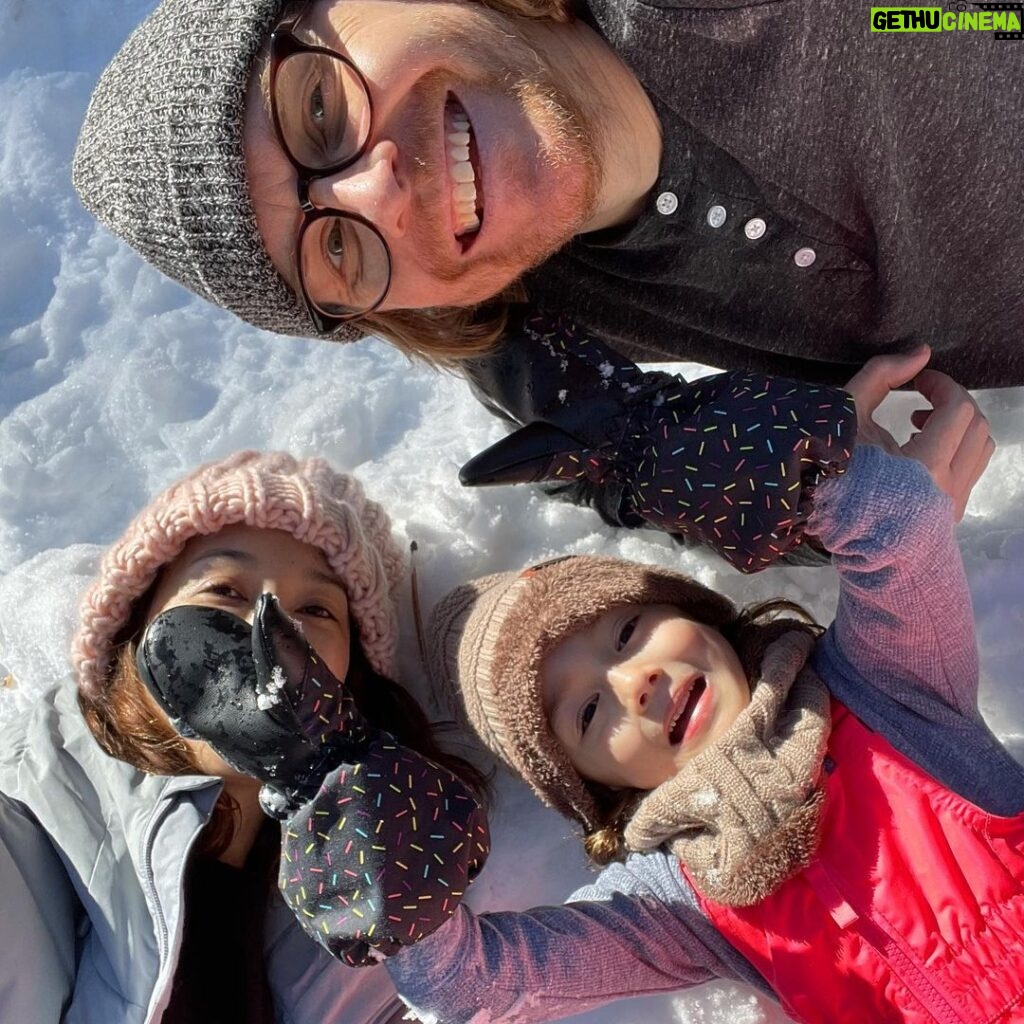 Maurissa Tancharoen Instagram - This post has nothing to do with the horror show of the past week/year/four years. These are just photos of our family playing in the snow.