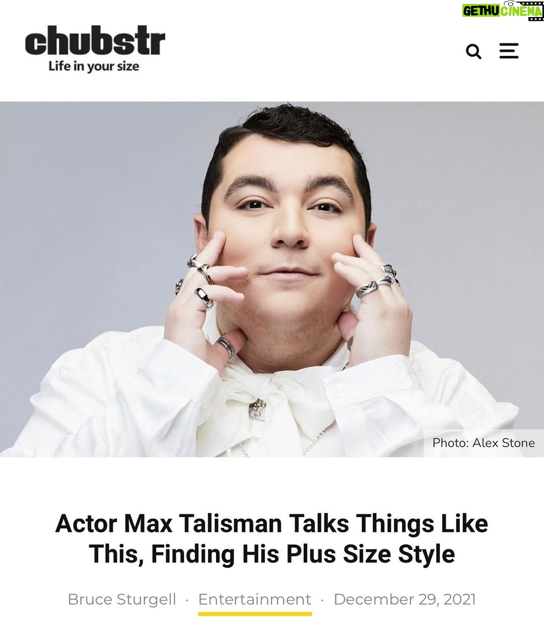 Max Talisman Instagram - @chubstr interview ✨💫 Had the best time chatting with Chubstr! We got to chat about @thingslikethismovie, the industry today for plus sized people, my love life, my fashion, and my favorite plus sized brands like @robertgrahamnyc and @johnnybiggusa! Check it out! ❤️ Cover Photo by @alexstonephoto Styling by @styledbyambika Makeup and Grooming by @missarlenethequeen Hollywood, California