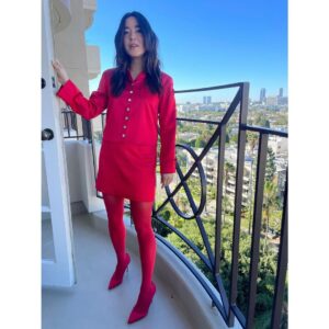Maya Erskine Instagram - Some press looks for @smithsonprime 👔🍪🍅
@fallontonight : suit @acnestudios shoes @byfar_official 
Makeup: @gitabass 
Hair: @cnaselli 
Styling: @thegriceisright 

For @todayshow outfit @khaite_ny 
Makeup: @gitabass 
Hair: @cnaselli 
Styling: @thegriceisright 

For press junket in la @sandyliang @manoloblahnik 
Makeup: @fionastiles 
Hair: @anhcotran 
Styling: @thegriceisright