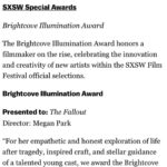 Megan Park Instagram – IS THIS REAL LIFE?! Fallout just won the grand jury prize for best film at @sxsw and I won the Brightcove Award for Director on the Rise. INSANE!!! Sharing these incredible honors with the entire cast, crew, team. Ty SXSW sm. I feel so honored, I couldn’t have done this alone. ❤️