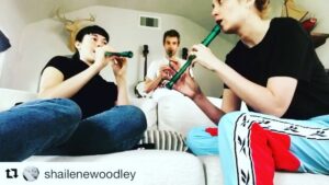 Megan Park Instagram - Name that song... (lol) @shailenewoodley @tylerhilton