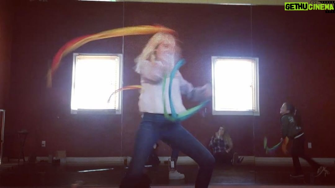 Megan Park Instagram - When @officialmadeleinemcgraw and I casually ribbon freestyled at 8:45am waiting for @maddi_burg to arrive (and @eloise.mumford took secret video thank god)
