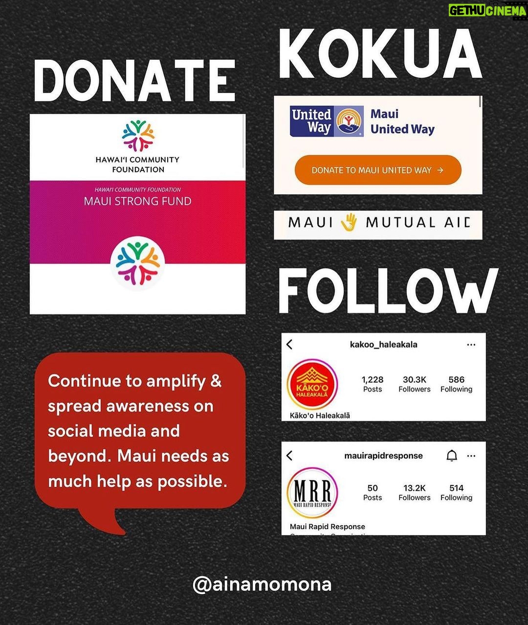 Meghan Trainor Instagram - Maui needs us more than ever🙏 @ainamomona outlines some actions that we can take today to help this community❤️ For updates, please follow: @ilimanator @tiare_lawrence @kakoo_haleakala To donate: @hawaiicommunityfoundation @mauiunitedway @mauirapidresponse @hawaiiancouncil @hawaiipeoplesfund @baby2baby