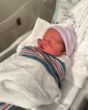 Meghan Trainor Instagram - On July 1st (our 7 year anniversary of our first date) we welcomed Barry Bruce Trainor into the world 🐻💙

He was a big boy at 8lbs 7oz...and sideways (transverse), but we had an amazing, successful c-section, and I finally got my skin to skin time! Thank you to all of the incredible doctors and nurses who took such great care of us❤️