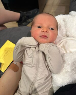 Meghan Trainor Instagram - On July 1st (our 7 year anniversary of our first date) we welcomed Barry Bruce Trainor into the world 🐻💙

He was a big boy at 8lbs 7oz...and sideways (transverse), but we had an amazing, successful c-section, and I finally got my skin to skin time! Thank you to all of the incredible doctors and nurses who took such great care of us❤️
