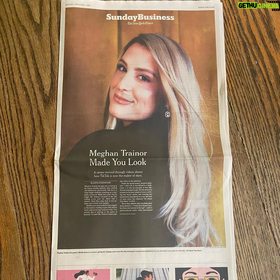 Meghan Trainor Instagram - Canβt wait to tell my babies their mama was on the cover of the @nytimes Sunday Business section!!! π₯Ήπ So honored to be featured alongside my bestie @chrisolsen and my amazing manager @tommymbruce π Β Special thanks to the best team in the world..my publicist @lukeburland2 ..my managers @salikrazy @chrisbpepe and everyone else who helped make this possible π βοΈ @whatsupna πΈ @djdumpling π in bio to read
