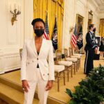 Melanie Liburd Instagram - What a week it's been. This is me just before I entered the Blue room in The White House and met The President of The United States, The First Lady and The Vice President. We celebrated Black History Month with some of the most in inspiring and influential people in this country and it was such an honor. So wonderful and I'm still pinching myself. 🤍 #whitehouse The White House, Washintong DC