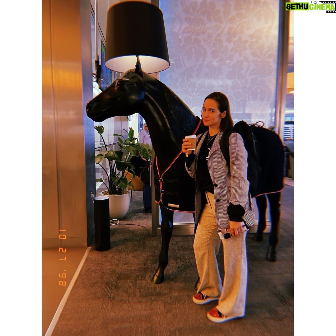 Melanie Scrofano Instagram - The trip was too quick and there was a lot of work to do so couldn’t enjoy Milan as much as I liked, but thank you Charlotte and Toni for capturing my isolation and this horse lamp.