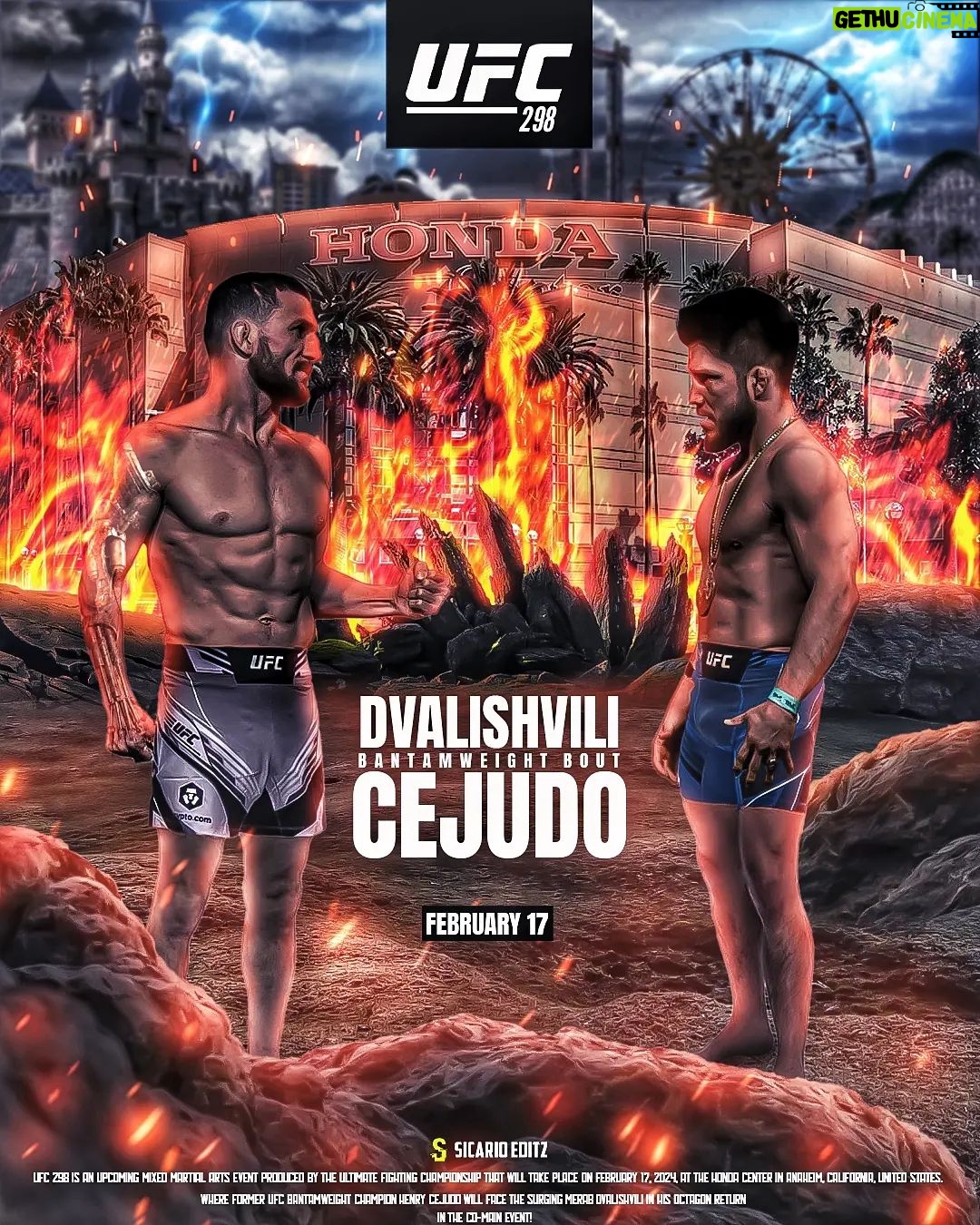 Merab Dvalishvili Instagram - UFC 298! Co-Main is 🔥 . . . #merab #vs #cejudo Honda Center Anaheim California
