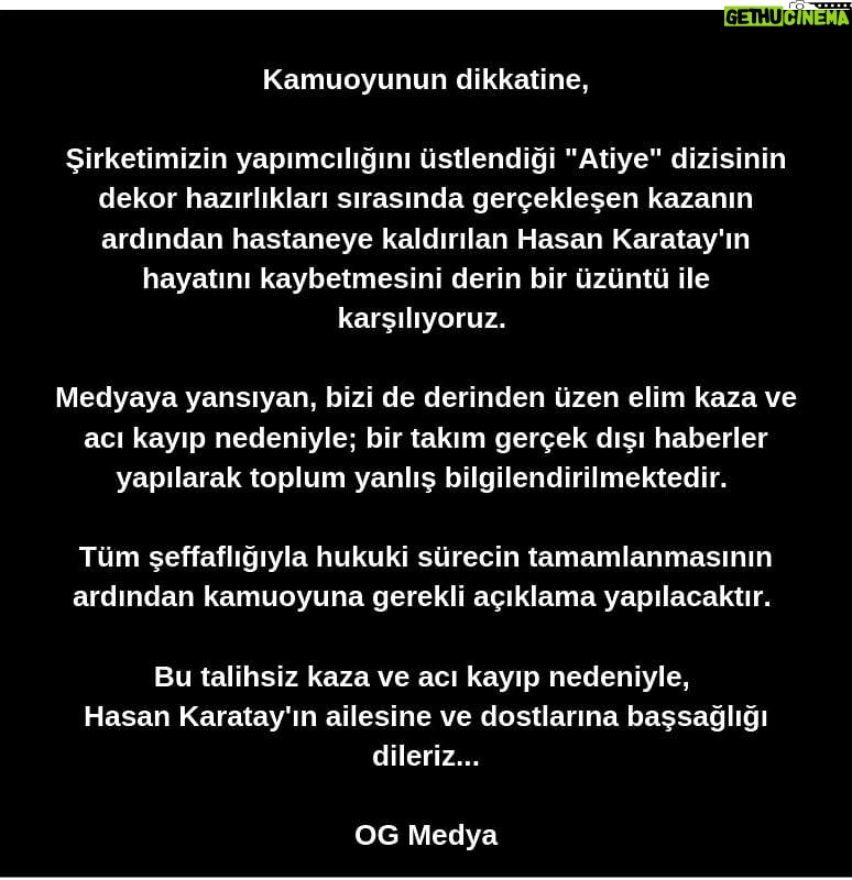 Metin Akdülger Instagram - Hasan'ı yakından tanıma fırsatım olmadı, biz aynı iş için beraber ter döken iş arkadaşlarıydık sadece. Bu gün Hasan'ın ailesini, sevenlerini ve gerçek dostlarını gördüm. Onlara kalbimden sabır dilemekten başka elimden birşey gelmedi. Hiçbir işin bir insanın canından ve ailesi ile dostlarının göz yaşlarından daha değerli olmadığını bir kere daha hatırladım. İşini saygıyla ve güzel yapmak için çalışırken yitirdiğimiz güzel dostlarımızı unutmadığımız, hayatın ve ruhun diger bütün maddi, manevi dünya işlerinden daha kıymetli olduğunu hatırladığımız bir Dünya diliyorum hepimize. Ruhun ışık olsun, huzur bulsun Hasan kardeş. #setlerdeölmeki̇stemiyoruz