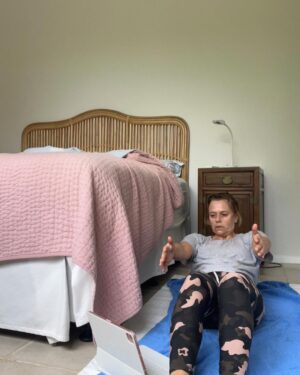 Mia Freedman Instagram - I'm currently on a family holiday with no treadmill and it's either raining or boiling hot, neither of which are conducive to exercising. 
I have very limited space. But I've exercised every day in this small area by doing @movebymamamia workouts. For me, the key to regular exercise is removing barriers - time, space, money.
And since exercise helps me manage my mental health, I need to do it every day. Even if it's just for 15mins. I’ve done this for more than 20 years.
How though? 
I know consistency is what most people struggle with when they are trying to exercise. 
These 2 things are key:

1. DO SOMETHING THAT DOESN’T REQUIRE YOU TO LEAVE THE HOUSE
You might have little kids. It might be raining or boiling. Or night-time. You need a form of exercise you can do at home or in a hotel room or an AirBNB. 
This also saves you time getting to and from your exercise location. 
3. DO SOMETHING THAT DOESN’T NEED EQUIPMENT 
For many years, I've used a treadmill but they are tricky to take on holiday, they're expensive to buy, they take up a lot of room and they break down Mine did during lockdown which forced me to explore online exercise videos and apps and they all left me feeling terrible about myself which is why we created @movebymamamia .

I can choose a Move workout to fit in whatever time I have and whatever I feel like doing, pilates, cardio, strength, yoga..... I started using Move right before we launched when I was basically back at beginner level because I was recovering from minor surgery. 
Now my fitness is back to normal and I've found Move workouts to suit every level of my fitness along the way. 
I've done Move workouts in hotel rooms, in bedrooms, in a garage, in my kitchen and in a garden. We have made Move to be low-key, highly effective and a body positive antidote to a lot of the fitness apps and videos that make you feel terrible about yourself. 
The most effective workout is one you enjoy and one you do. @movebymamamia is both those things. Give it a try if moving more is something you've been thinking you want to do in 2024.
There's a link in my bio.
And you can ask any questions in the comments and the Move team will answer them.