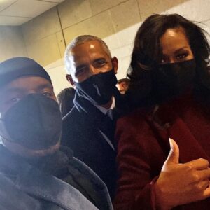 Michael Bearden Instagram - If you’ve followed me for a while you may know that Michelle Robinson (now Obama) and I have been longtime friends. Still to this day! ⠀
⠀
She introduced me to her then fiancé, Barack. I was asked to play at their wedding by a mutual friend but wasn’t able to get free of my tour commitments at that time. ⠀
⠀
Fast forward, I’m on the steps of the Lincoln memorial hugging B after the inauguration concert we did for him, as he became the first black president of the United States! (My life is a movie! ☺️ Blessed indeed.🙌🏾)⠀
⠀
HBD🎉🎉 B! (@barackobama) And, many more!⠀
#44 #president #birthday #barackobama #chitown (this photo at Joe Biden’s inauguration 2021 has a back story I may share at a later date. Meesh initiated this. ☺️)